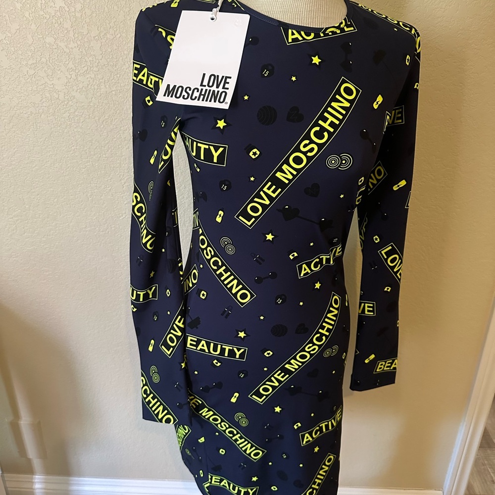 Love Moschino Blue Asymmetrical Sheath Dress
